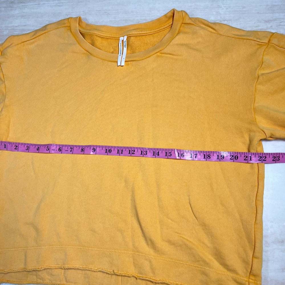 Free People Anthropologie Marigold Yellow Puff Sleeve Cotton Sweatshirt Large - Picture 7 of 9